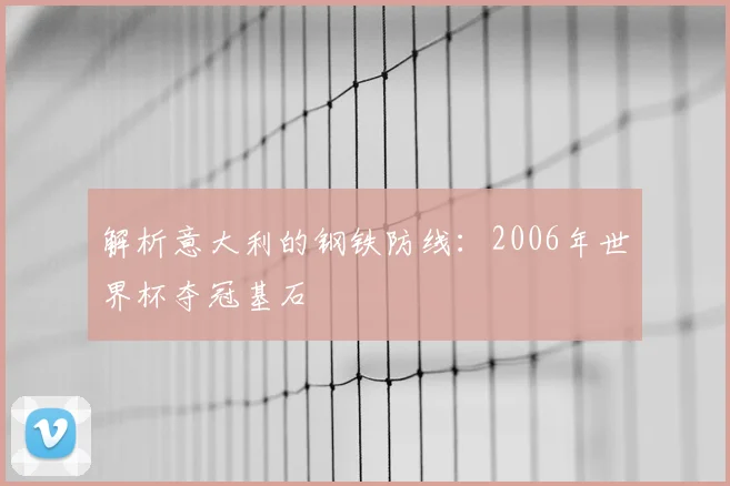 解析意大利的钢铁防线：2006年世界杯夺冠基石